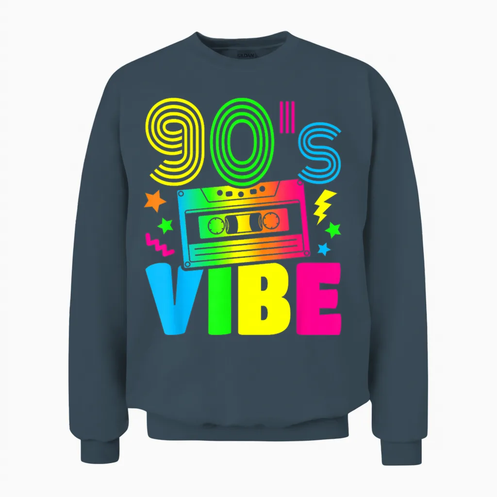 90s 90s Vibe 90s Costume Party Outfit T-Shirt, Black Unisex Sweatshirt in Dark Heather
