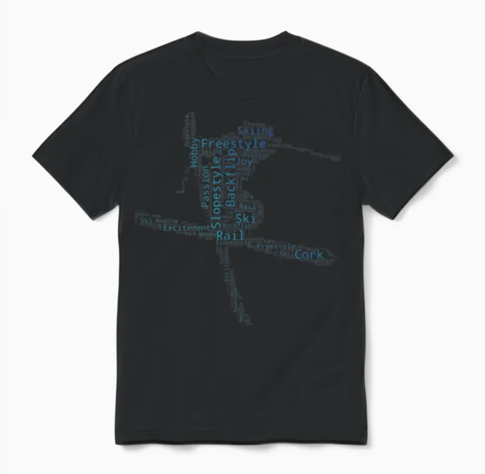 Ski Freestyle Children's Stunt Ski Boys Men Skier T-Shirt, Black Unisex T-Shirt in Black