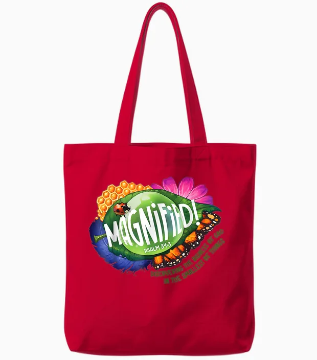 Vbs 2025 Magnified Smallest Insects Adventure Vbs Tote Bags in Red