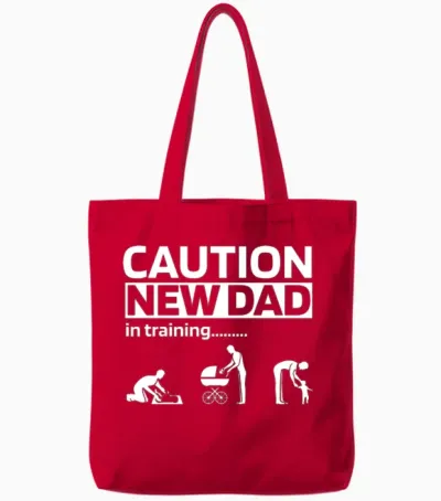 New Dad Funny Parenting Tote Bags - Red