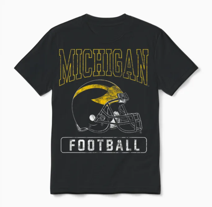 University of Michigan Wolverines U of M Football Helmet Unisex T-Shirt in Black