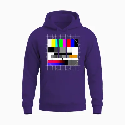 Test Image 90s Party 80s Outfit Retro Costume Test Picture T-Shirt, Black Unisex Hoodie - Purple