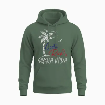 Pura Vida Costa Rica | Costa Rica Traveler Unisex Hoodie - Military Green