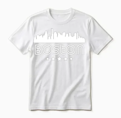 Retro Boston Skyline Unisex T-Shirt - White