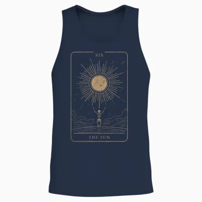 Spiritual Tarot Card Mystical Edgy Esoteric Streetwear T-Shirt, Black Unisex Tank Top - Navy