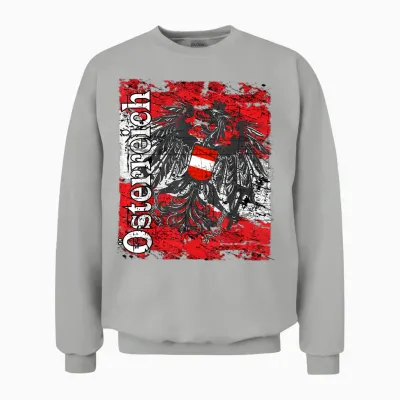 österreich T-Shirt Adler Flagge Retro Vintage Austria Unisex Sweatshirt - Ash