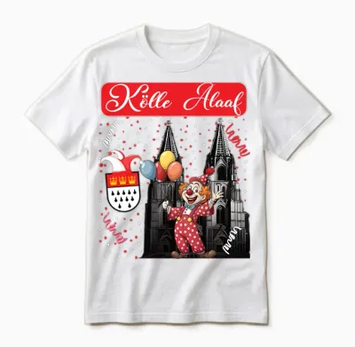 Cologne Rut Und Wiess Cologne Cathedral Carnival Costume Clown Costume Long Sleeve Shirt, Black Unisex T-Shirt - White