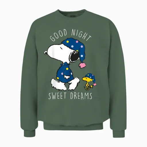 Peanuts - Snoopy Good Night, Fais De Beaux Rêves Unisex Sweatshirt in Military Green