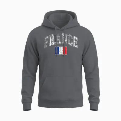 France Flag Vintage Unisex Hoodie - Charcoal
