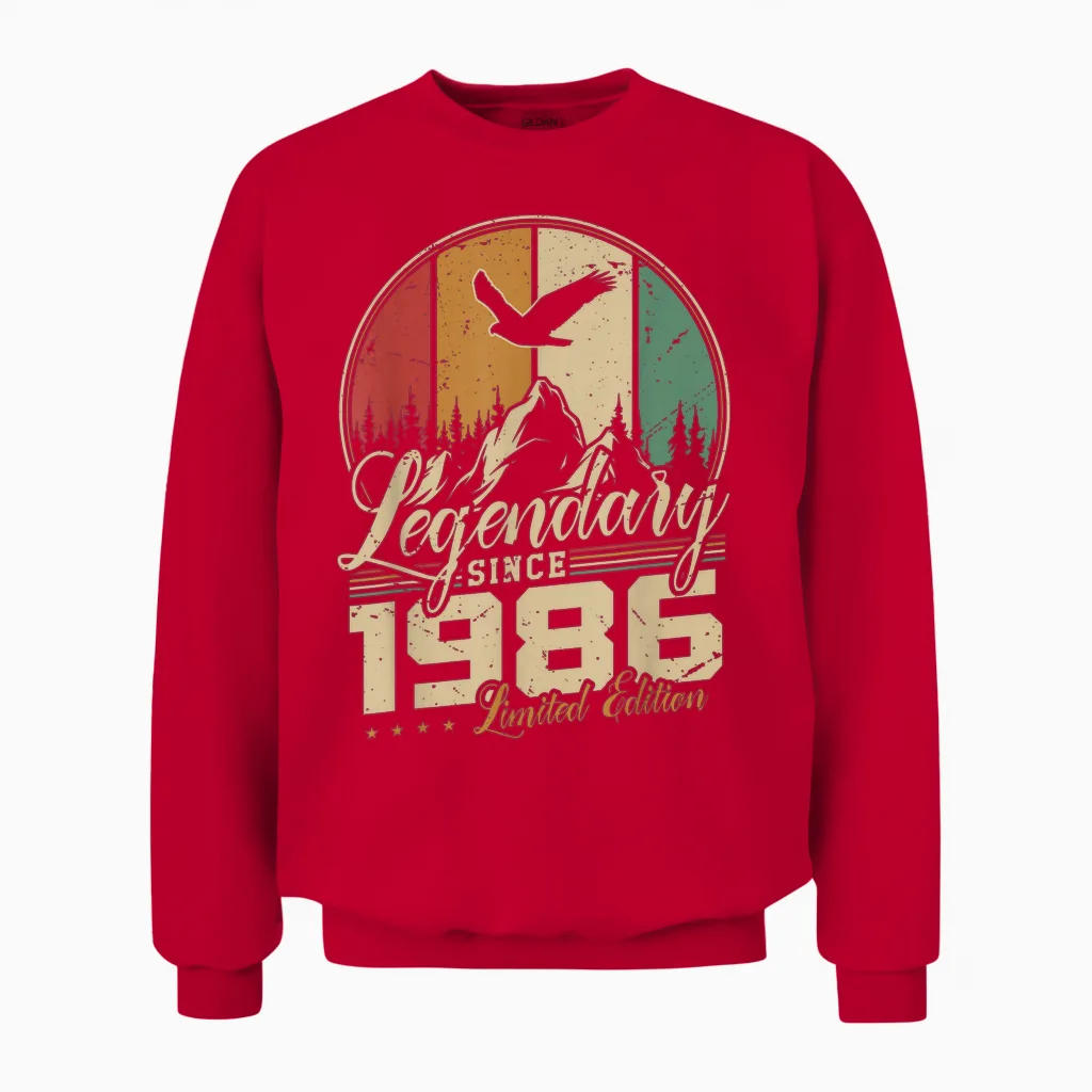 Légendaire Depuis 1986 Anniversaire 40 Ans Hommes Femmes Unisex Sweatshirt in Red