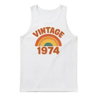 Vintage 1974 Rainbow Arc Pride Unisex Tank Top - White – 1