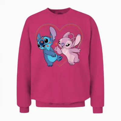 Disney Lilo and Stitch Angel Kisses Love T-Shirt, Black Unisex Sweatshirt - Heliconia