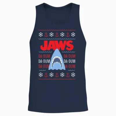 Jaws Distressed Da-Dum Da-Dum Unisex Tank Top - Navy