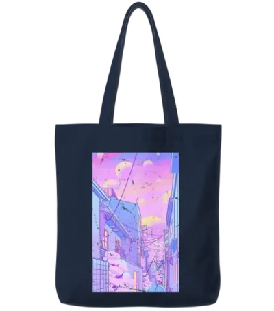 Vaporwave Aesthetic Tote Bags - Navy