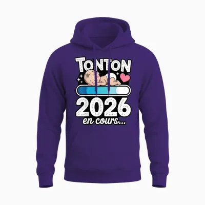 Tonton 2026 in Progress Gift Announcement Pregnancy Future Uncle Unisex Hoodie - Purple