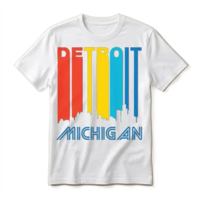 Retro Detroit Skyline Unisex T-Shirt - White