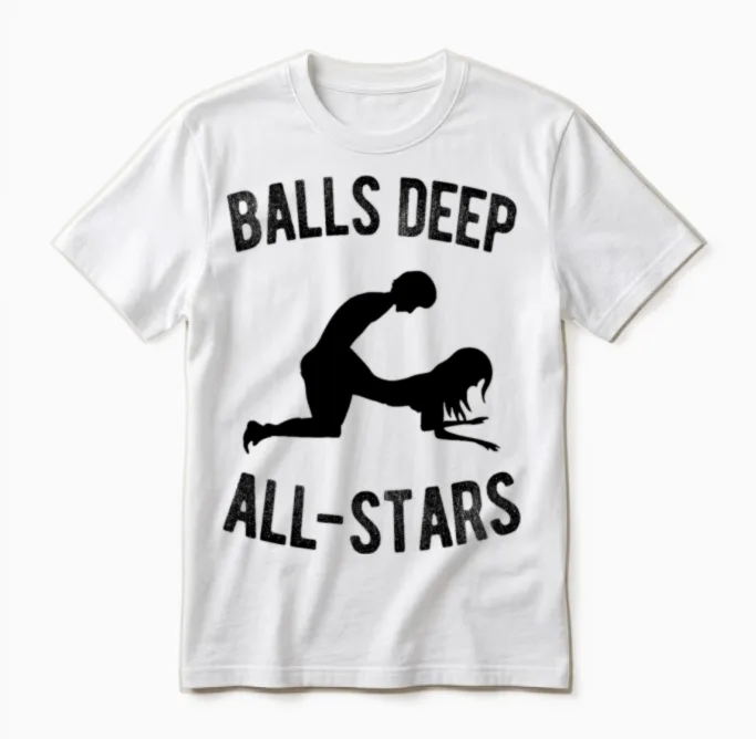 Balls Deep All-Stars Adult Swinger Humor Fun Gift Unisex T-Shirt in White