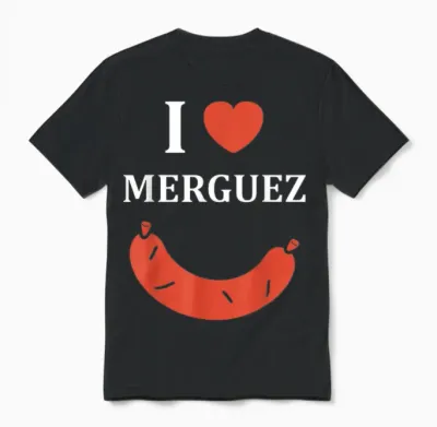 Funny Food Sausage Bbq I Love Merguez T-Shirt, Black, S Unisex T-Shirt - Black