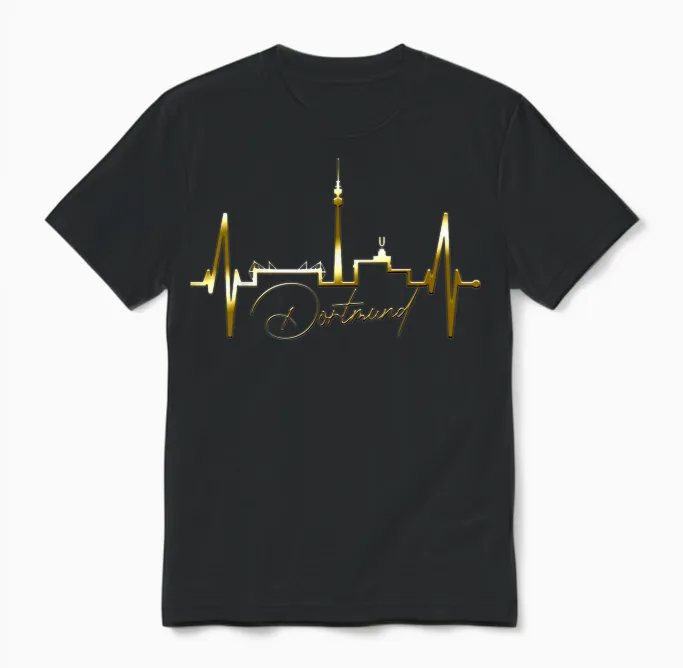 Dortmund Heartbeat Skyline Puls Ruhrpott I Love Dortmunder T-Shirt, Black Unisex T-Shirt in Black