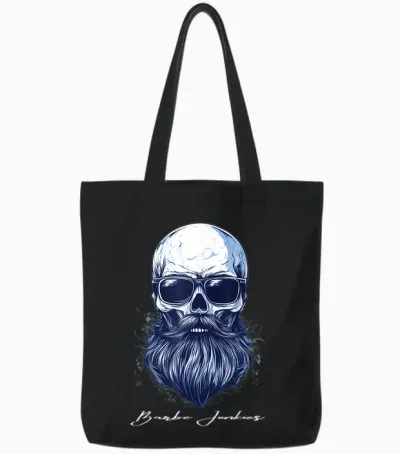 Beard Bearded Skull Skull Gift T-Shirt, Black, S Tote Bags - Black