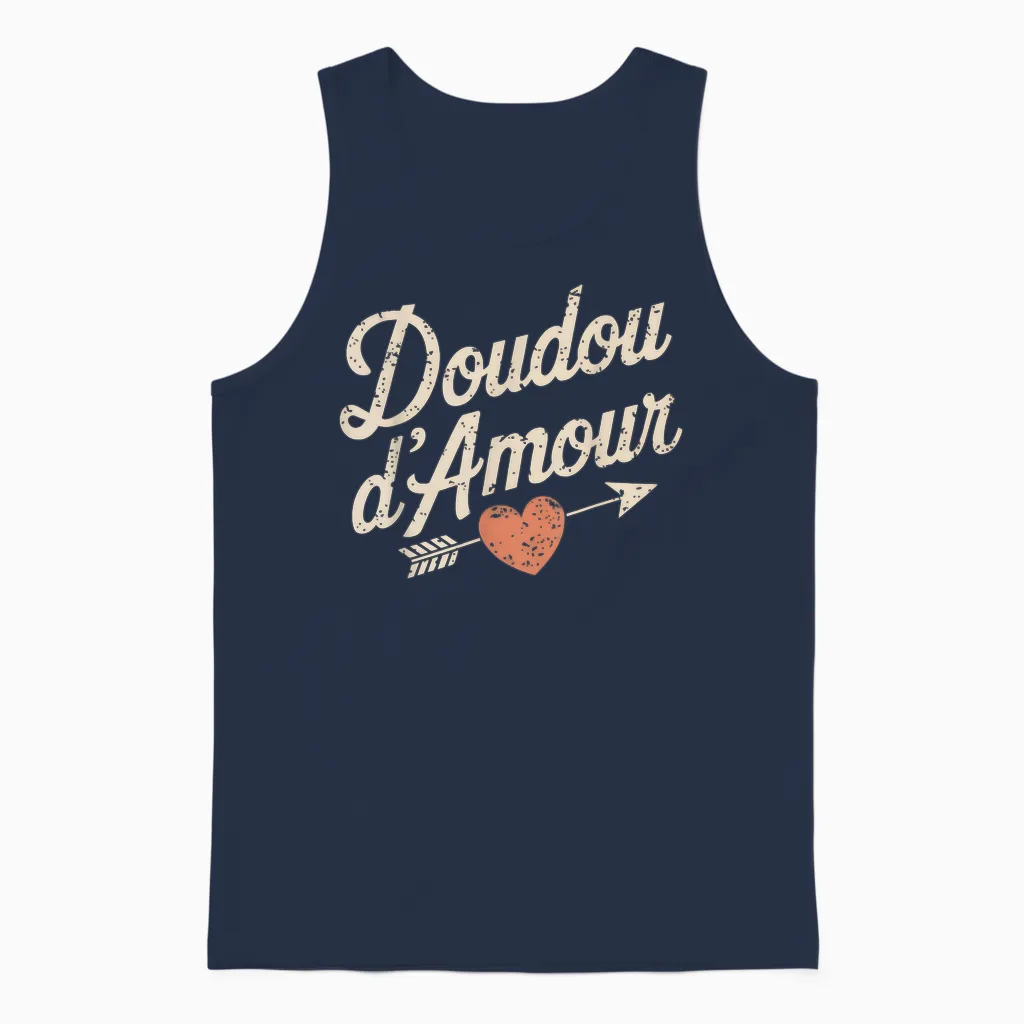 Doudou D'amour Valentine's Day Gift Cute Romantic T-Shirt, Black, S Unisex Tank Top in Navy