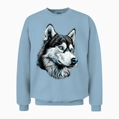 Husky Dog Lover Dog I Love Siberian Huskys T-Shirt, Black Unisex Sweatshirt - Light Blue