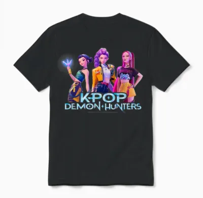 Kpop Demon Hunters Huntrix Group Officially Licensed Unisex T-Shirt - Black