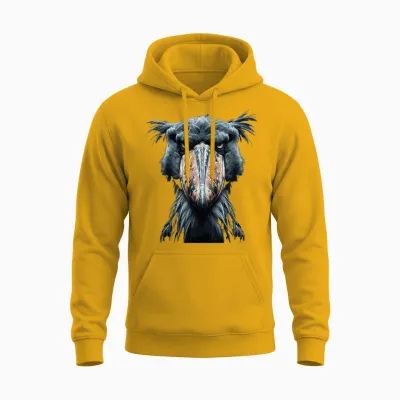 Majestic Shoebill Storks Portrait T-Shirt, Black Unisex Hoodie - Gold