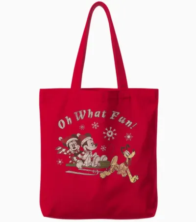 Disney Mickey Minnie and Pluto Oh What Fun Christmas Sled Tote Bags - Red