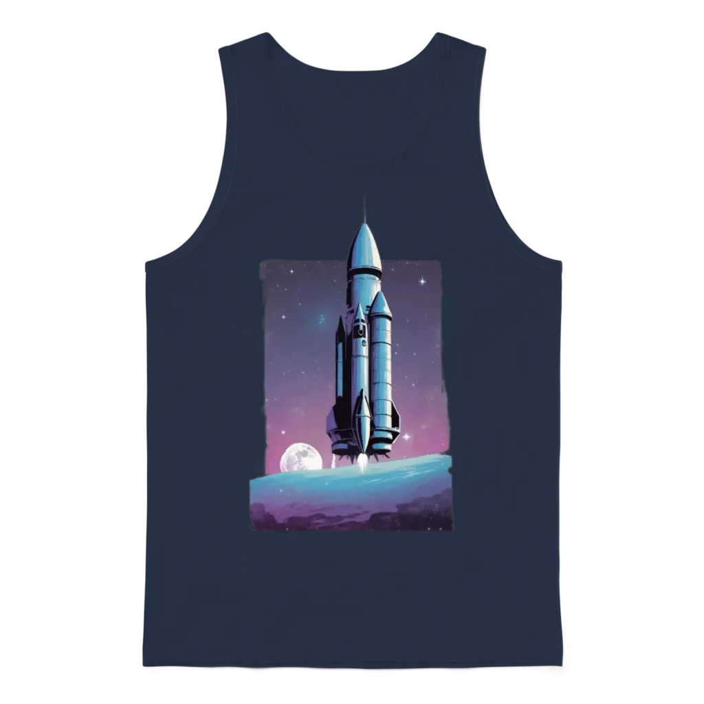 Vintage Retro Space V3 Unisex Tank Top - Navy