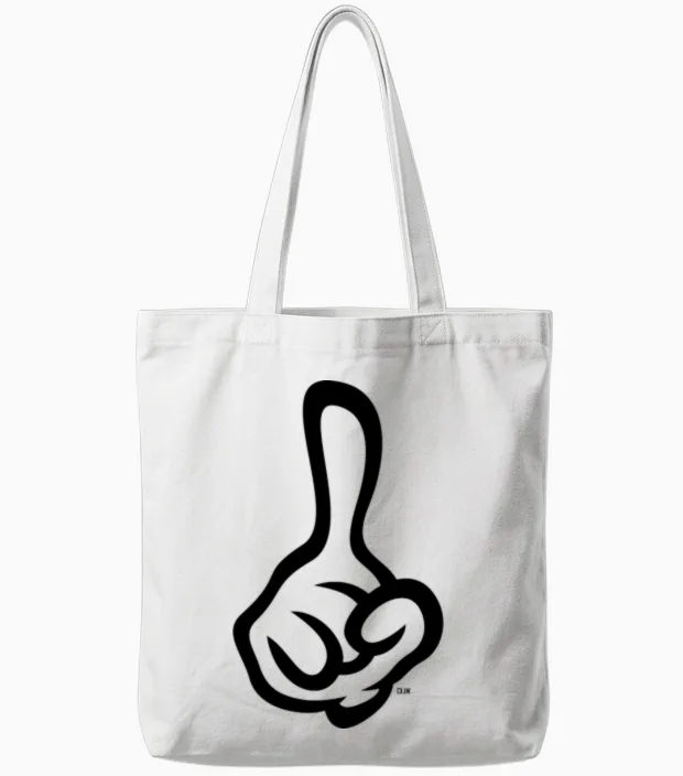 Raised Index Finger (right Hand / 1c) Tote Bags in White