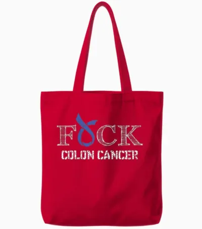 F+ck- Colon Cancer Awareness Ribbon Tote Bags - Red