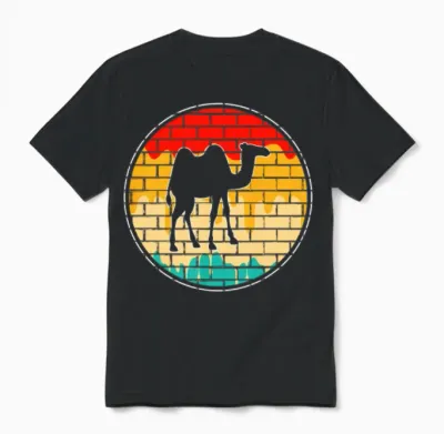Camel Retro Unisex T-Shirt - Black