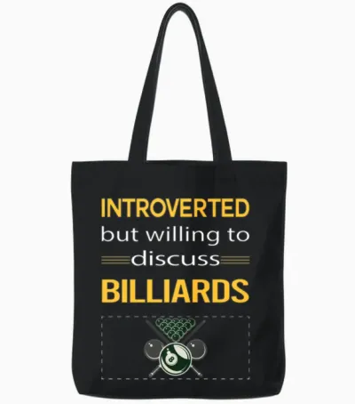 Funny Introverted Billiards Tote Bags - Black