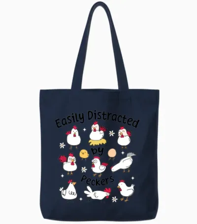 Funny Chicken Funny Sarcastic Tote Bags - Navy