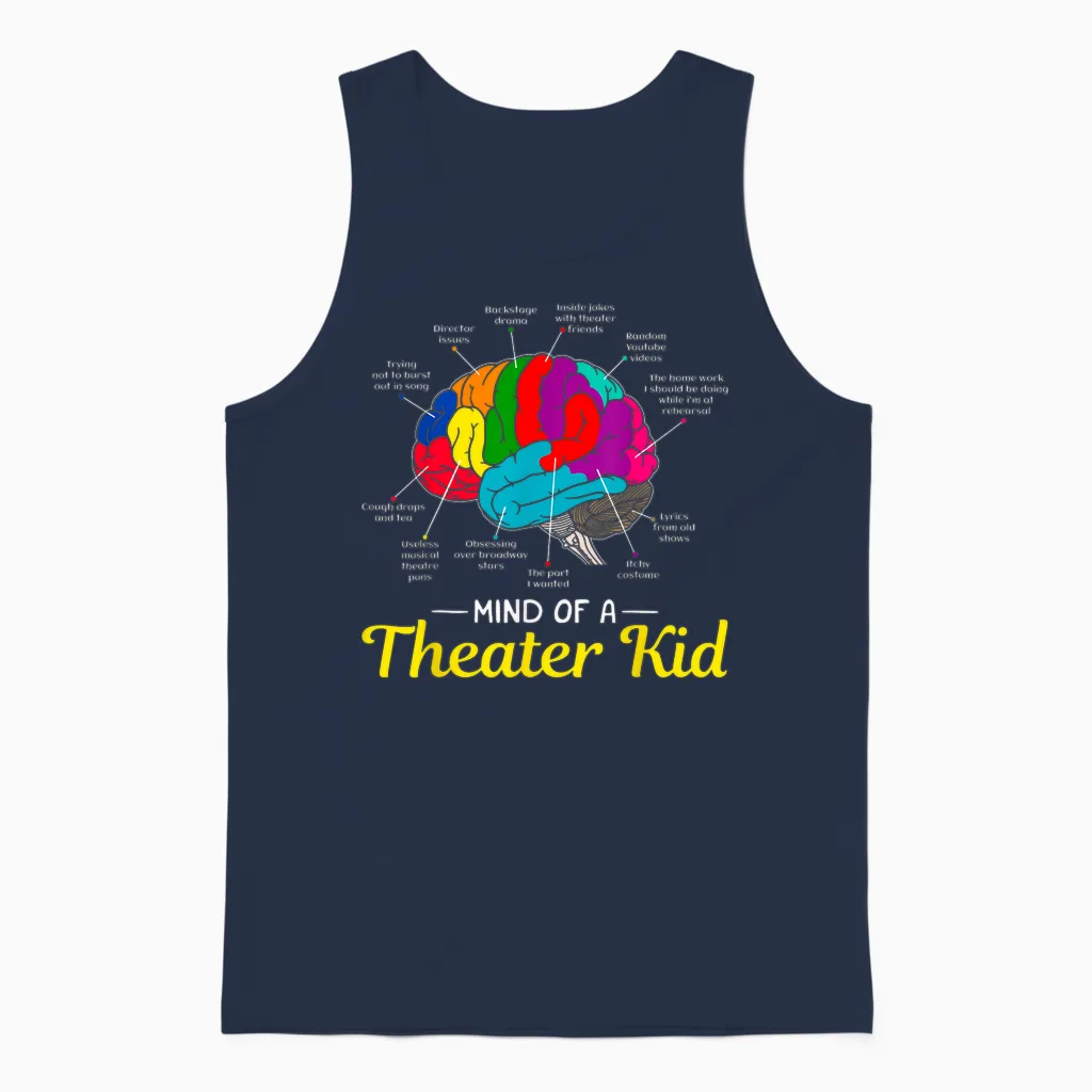 Mind of a Theater Kid Brain Musical Theatre Gift for Nerd Unisex Tank Top in Navy
