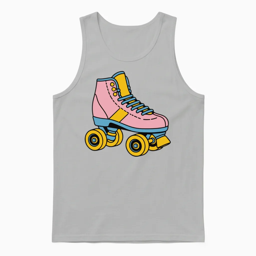 Retro Roller Skate Unisex Tank Top in Ash