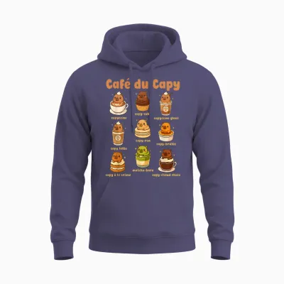 Capybara Coffee Cute Capybara Coffee Pun Kawaii Drink Art Unisex Hoodie - Heather Sport Dark Navy