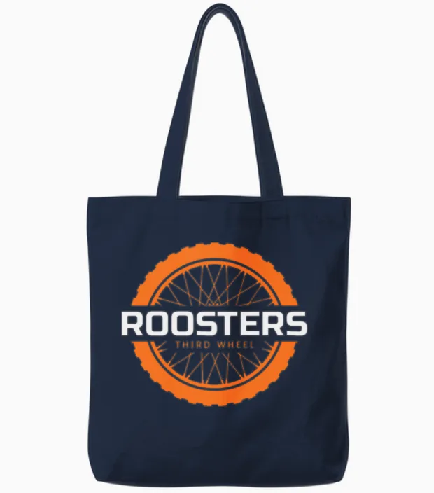 Mens Roosters Third Wheel Tire Service Funny Cock Tote Bags in Navy