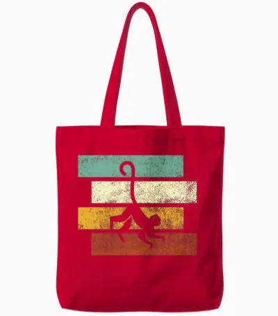 Monkey Retro Tote Bags - Red