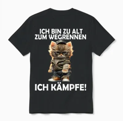 Ich Bin Zu Alt Zum Wegrennen Lustige Männer Frauen Katzen Unisex T-Shirt - Black