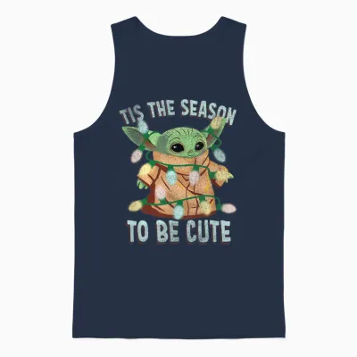 Star Wars: the Mandalorian Christmas Grogu Tis the Season Unisex Tank Top - Navy