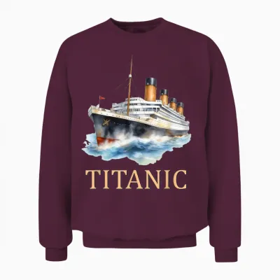 Titanic Vintage Design Titanic Expert Titanic Boys Girls T-Shirt, Black, S Unisex Sweatshirt - Maroon