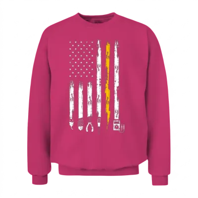 Electrician Us Flag Tools for Electricians Unisex Sweatshirt - Heliconia