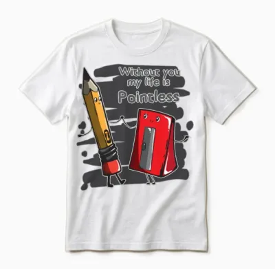 Womens Pencil Sharpener Pointless School Student Unisex T-Shirt - White