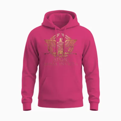 Spqr Roma Invicta Unconquered Rome T-Shirt, Black Unisex Hoodie - Heliconia
