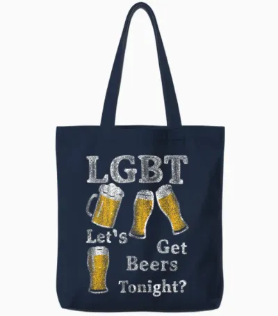 Lgbt Let's Get Beers Tonight Beer Funny Tote Bags - Navy