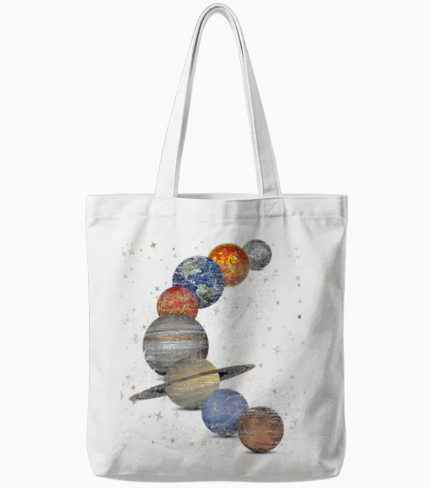 Galaxy Planets Sun Universe Outer Space Science Tote Bags in White