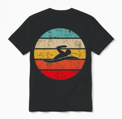 Swimming Retro Unisex T-Shirt - Black