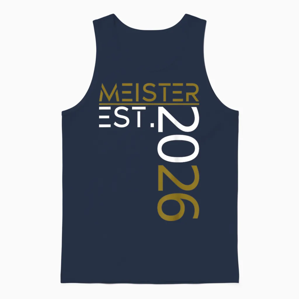 Graduation Master Est. 2026 Golden Outfit Master Exam Unisex Tank Top in Navy